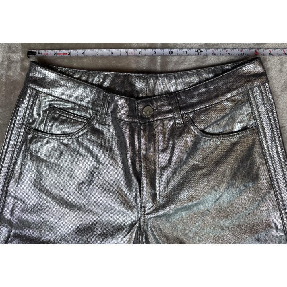 Adidas Originals Firebird Silver Jorts Denim Bermuda Shorts Womens 10 KD2930 NWT - Picture 5 of 9